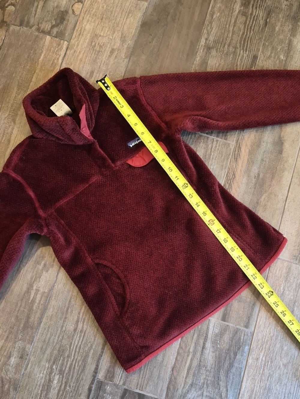 XS/S Patagonia Burgundy Re-Tool Snap-T Cozy Polartec Pullover Kangaroo Pocket - Picture 10 of 16